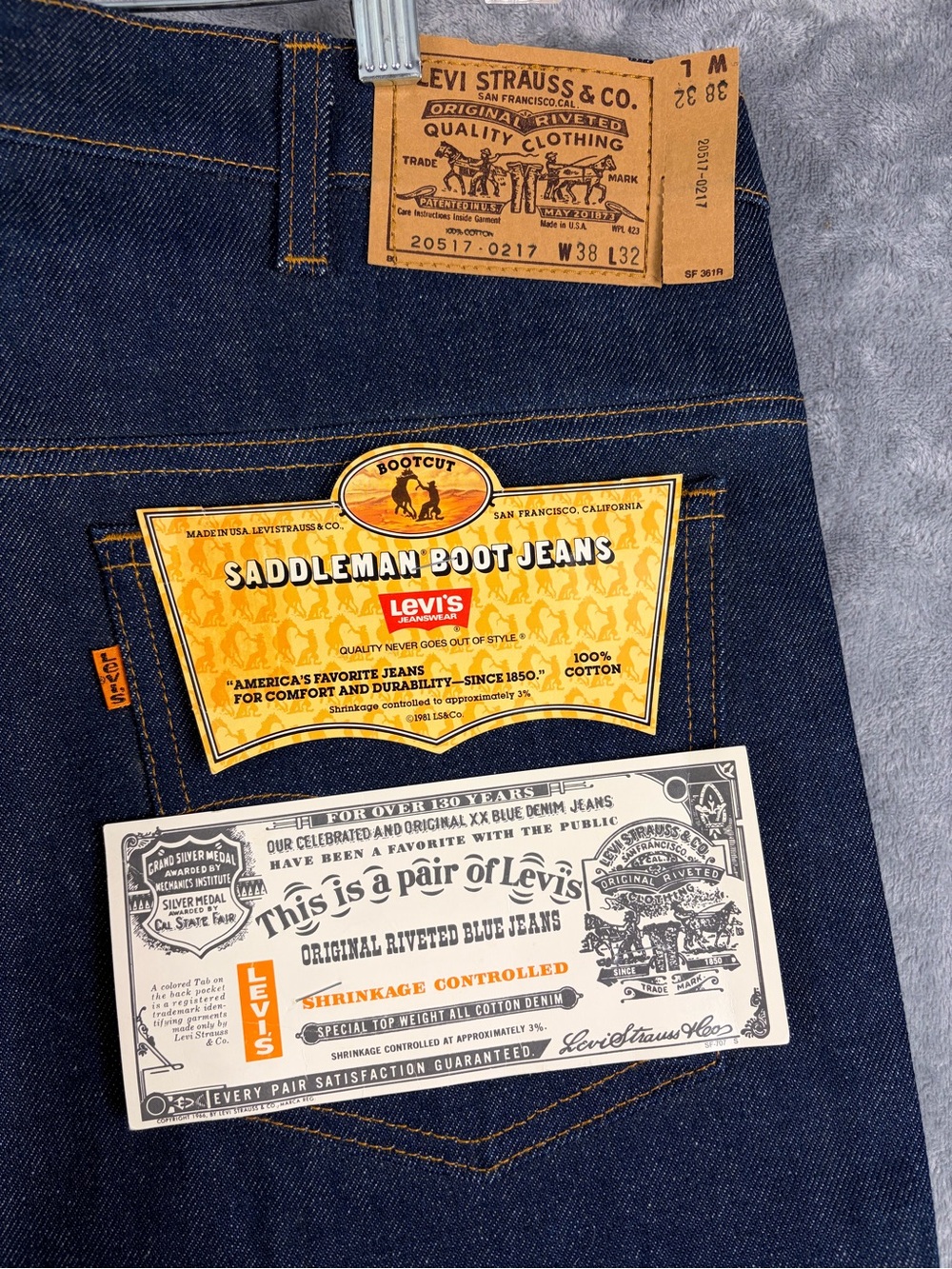Levi's Men's Orange Tab NWT 517 Made in the USA Bootcut Dark Indigo Jeans